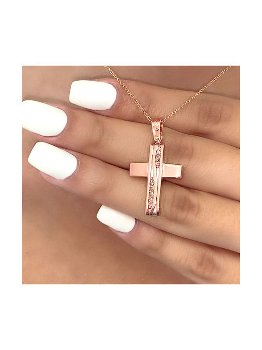 Damen Roségold Kreuz 14K