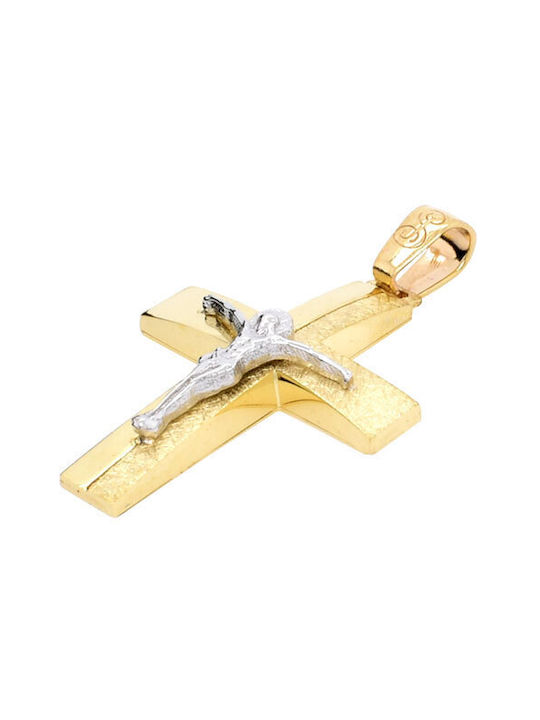 Men's Gold Cross 14K with the Crucified with Chain