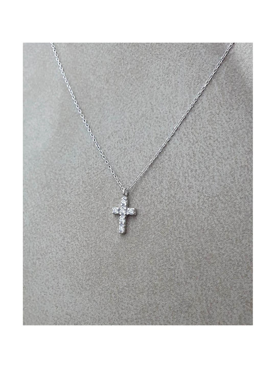 Papadopoulos Gold Women's White Gold Cross with Chain