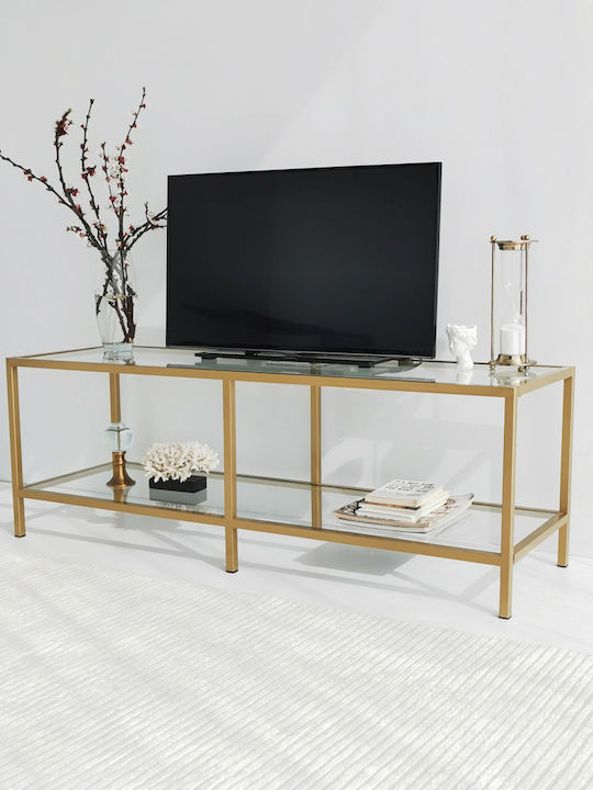 TV-Ständer Basic aus Metall & Glas Gold M130xT45xH45cm