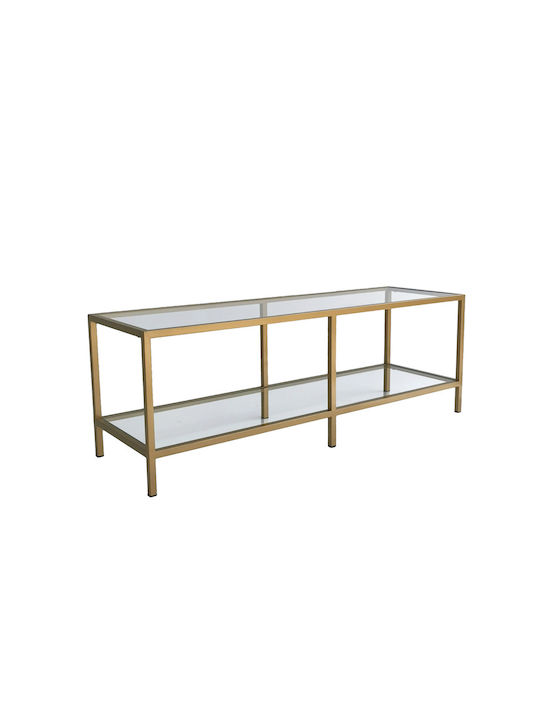 TV-Ständer Basic aus Metall & Glas Gold M130xT45xH45cm