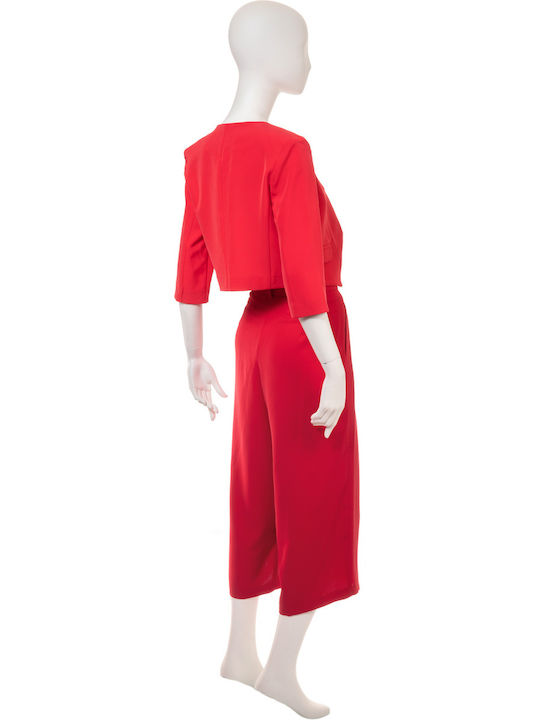 V-neck Roșu Bolero de damă