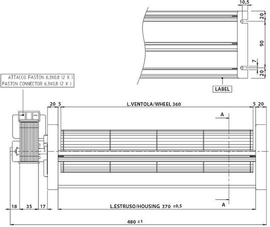 Fergas 153502 Querstromventilator für Pelletofen