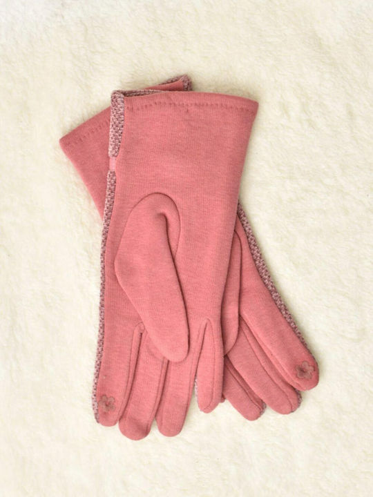 Ροζ Γυναικεία Πλεκτά Γάντια Αφής