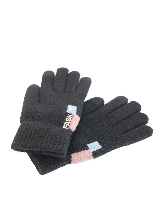 Unisex Schwarz Gestrickt Handschuhe Berührung