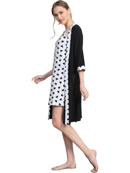 Vienetta Secret Summer Women's Robe with Nightdress White Vienetta Vienetta Vienetta Secret Summer Women's Robe with Nightdress White Vienetta Vienetta