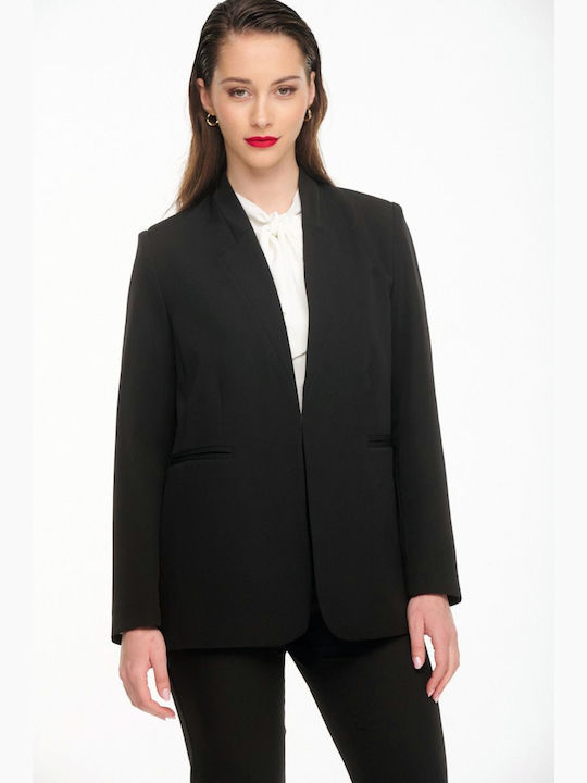 Veto Blazer pentru femei Crepe Sacou Negru