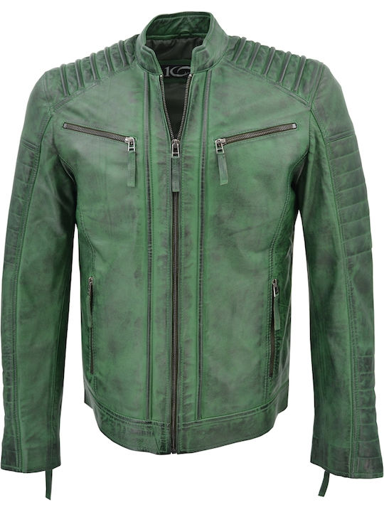 Lederjacke Jacke Biker Grün