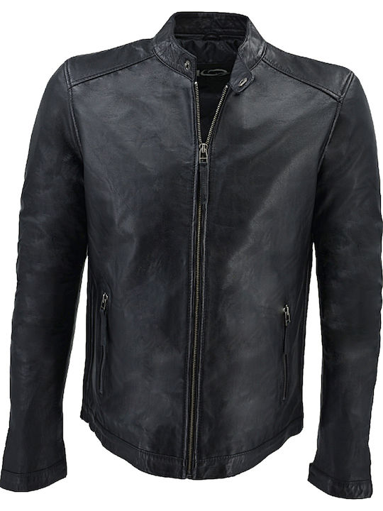 Δερμάτινα 100 Herren Winter Jacke Leder Schwarz