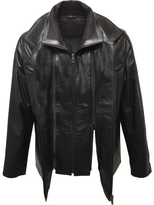 Δερμάτινα 100 Men's Winter Leather Jacket Black