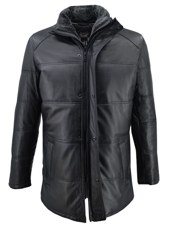 Δερμάτινα 100 Men's Winter Leather Jacket Black