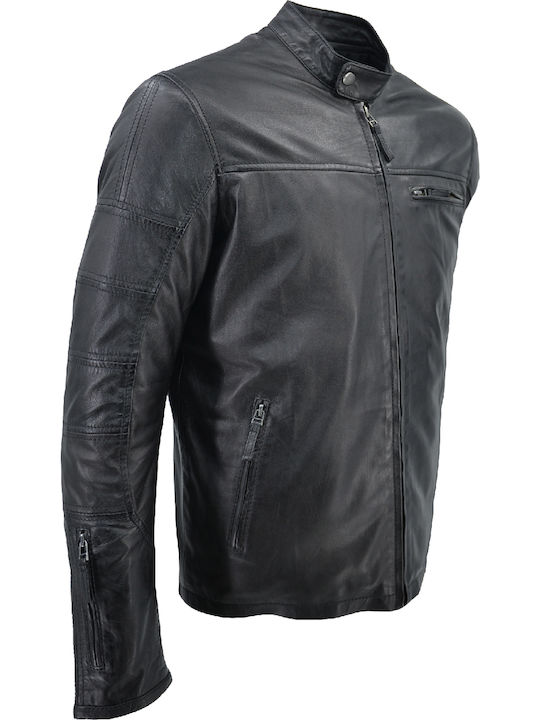 Δερμάτινα 100 Men's Winter Leather Jacket Black