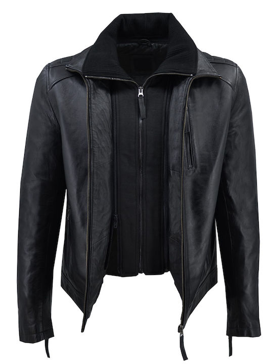 Δερμάτινο Μπουφάν Biker Black