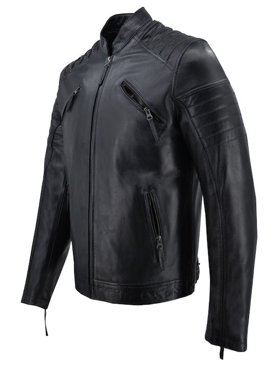 Geacă de Piele Biker Negru
