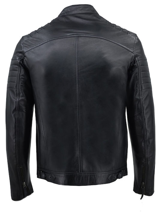 Geacă de Piele Biker Negru