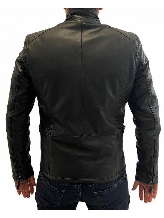 MARKOS LEATHER Men's Winter Leather Biker Jacket Black