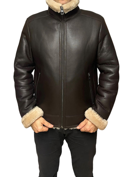 Leather Winter Jacket Brown
