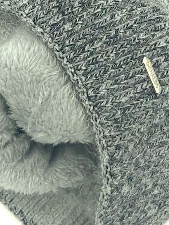 Pom Pom Beanie Γυναικείος Σκούφος Πλεκτός σε Γκρι χρώμα