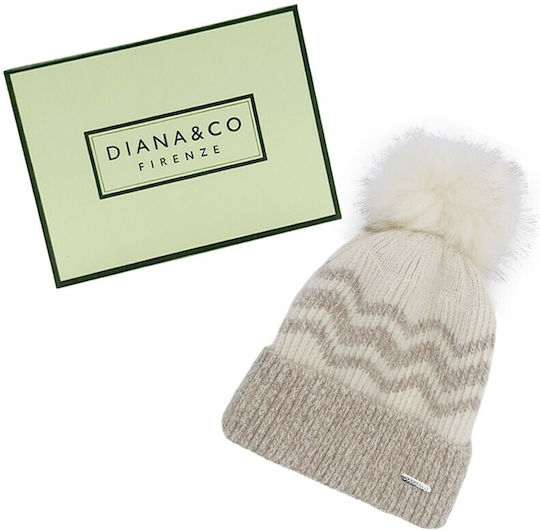 Pom Pom Beanie Frauen Beanie Gestrickt in Beige Farbe