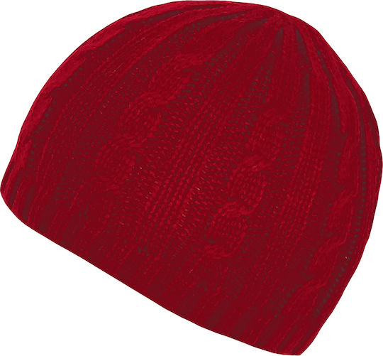 Beanie Γυναικείος Σκούφος με Πλεξούδες σε Μπορντό χρώμα