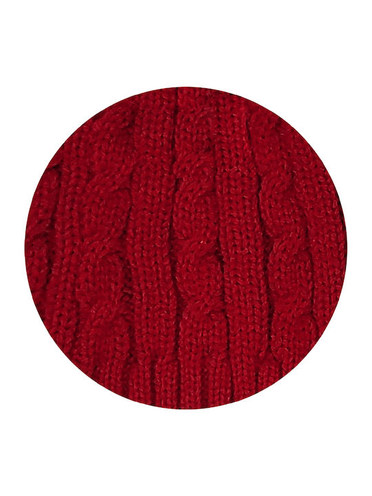 Beanie Cap with Braid Burgundy