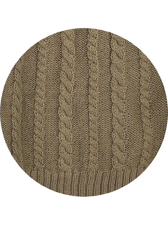 Beanie Cap with Braid Khaki