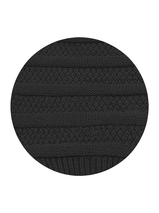Beanie Unisex Σκούφος Πλεκτός σε Μαύρο χρώμα