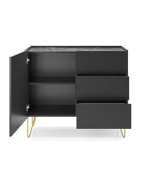 Sideboard Harmony Wooden with Drawers Ανθρακί 97x37x83cm