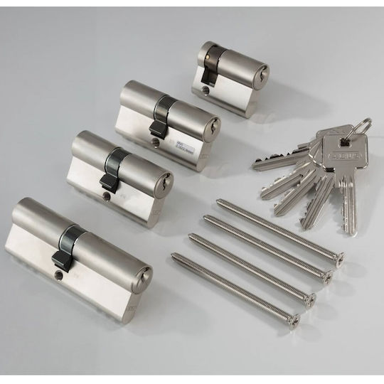 Abus Lock Cylinder Security E20np 45mm with 4 Keys Silver