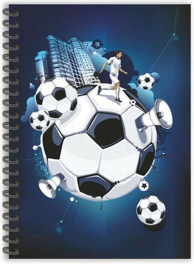 Spiral Caiet Cu dungi A4 3 de Subiecte Football Gri 1buc