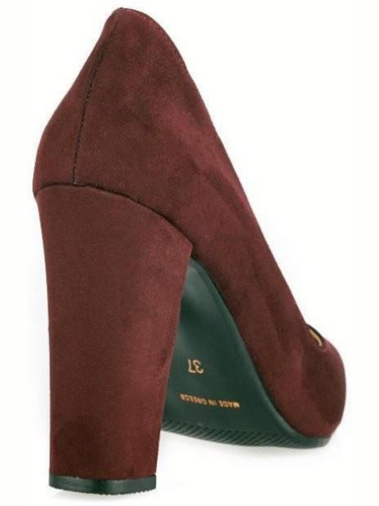 Stefania Suede Pointed Toe Burgundy Heels Shoes