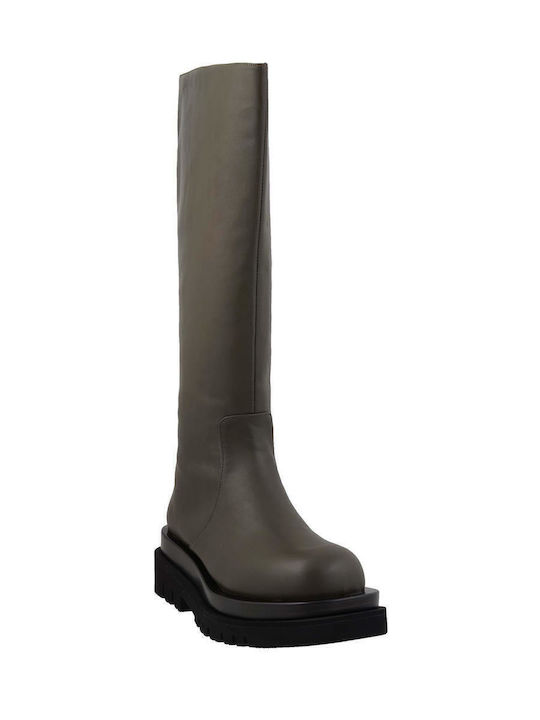 Leather Women's Boots Tankedkh Boots Green