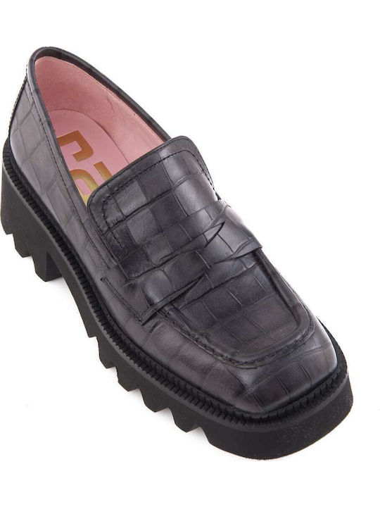 Ras Leather Women's Moccasins in Black Color