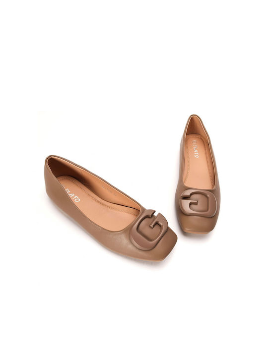 Plato Synthetic Leather Ballerinas Beige