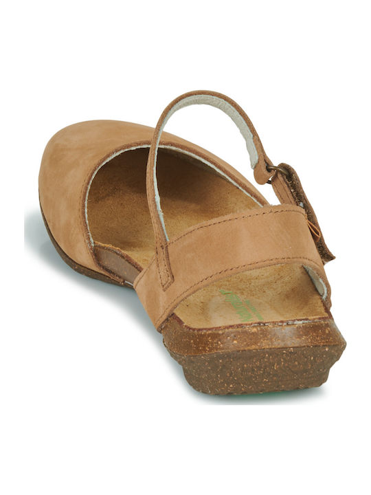 Damen Ballerinas Mit Riemen Braune