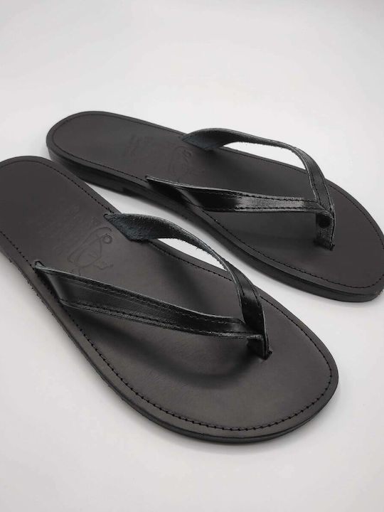 Pagonis Greek-sandals Δερμάτινα Γυναικεία Σανδάλια σε Μαύρο Χρώμα