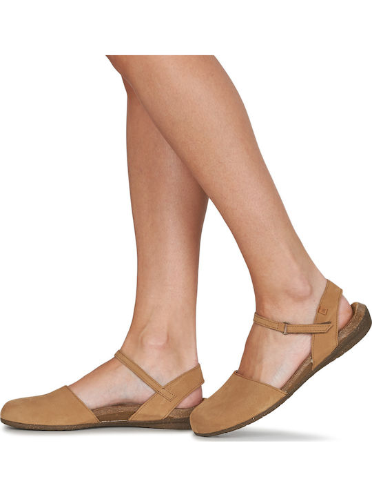 Damen Ballerinas Mit Riemen Braune
