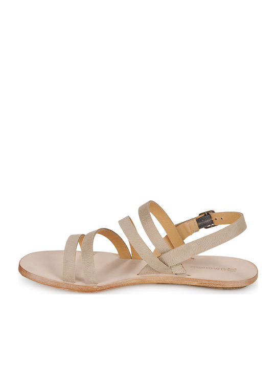 Women's Flat Sandals in Beige Color