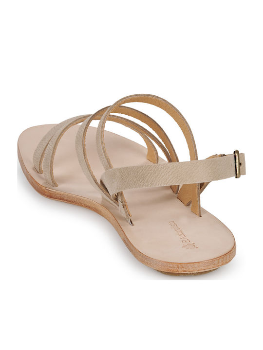 Women's Flat Sandals in Beige Color