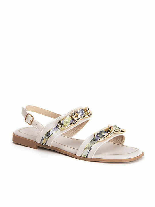 Keep Fred Leather Women's Flat Sandals in Beige Color