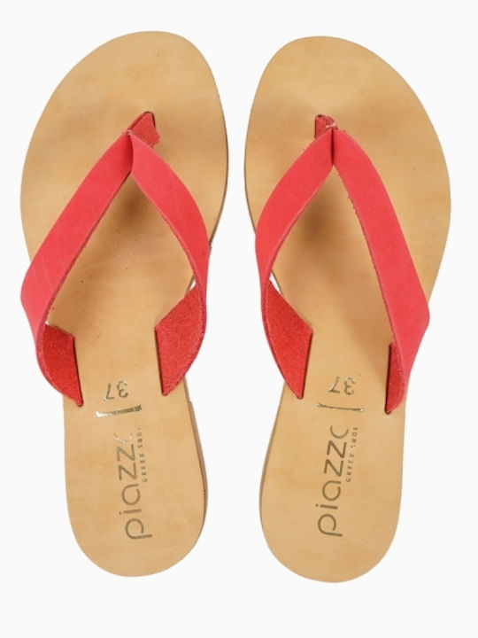Piazza Shoes Leder Damen Flache Sandalen in Orange Farbe