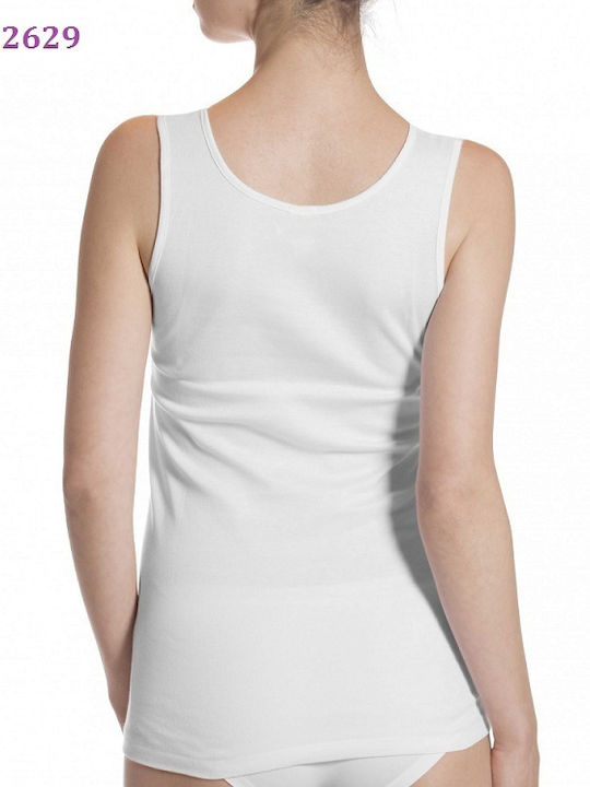 Diana Women's Sleeveless Cotton T-Shirt White