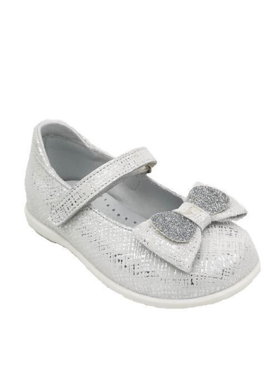 Ricco Mondo Kids Anatomic Leather Ballerinas with Hoop & Loop Closure White