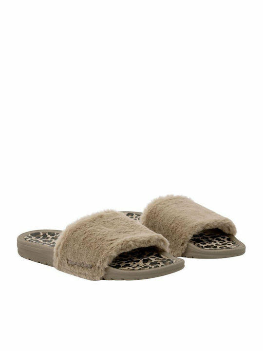 Peggy Tan Slides Leopar În Culoare Bej