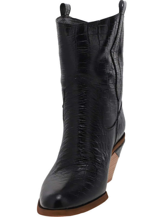 Leder Damen Knöchelstiefel Schwarz