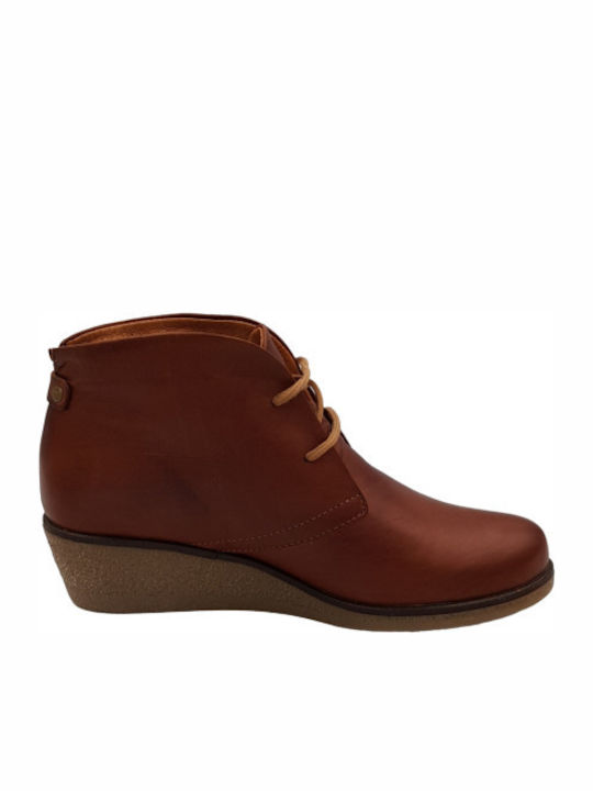 Creator Leather Women's Ankle Boots Platform Tabac Brown