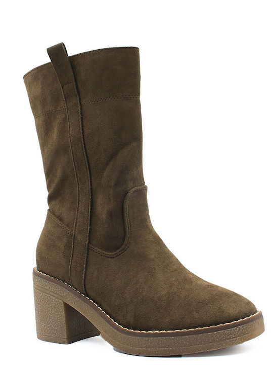 Wildleder Stiefeletten Damen Khaki