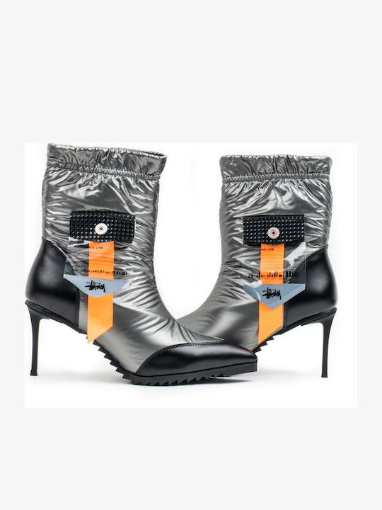 Timeloard Leather Women's Ankle Boots Silver
