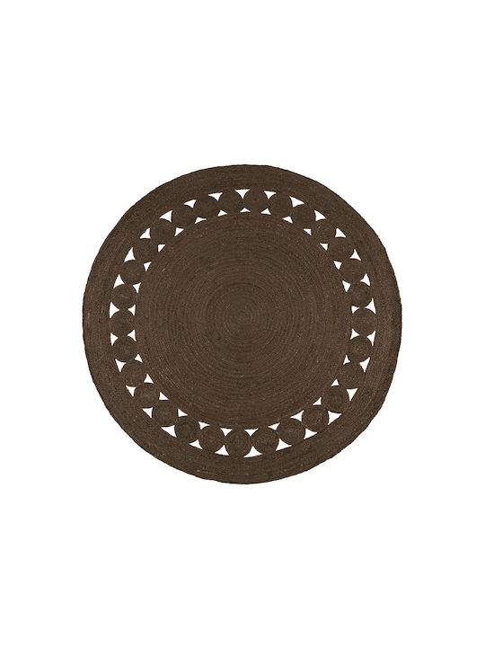 Mumbai Irc13 Handgefertigt Teppich Rund Sommer aus Jute Braun
