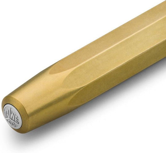 Kaweco Stilou Sport Pană De Scris Foarte Larg Auriu Din Alamă Cu Cerneală Roșie